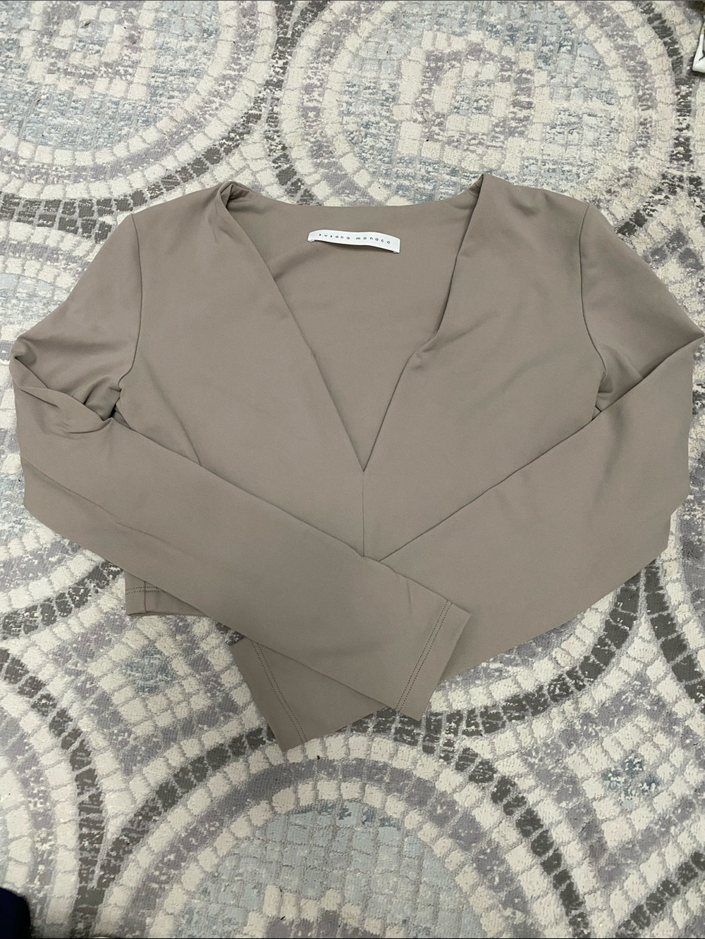 Susana Monaco taupe cropped V-neck Crop Top